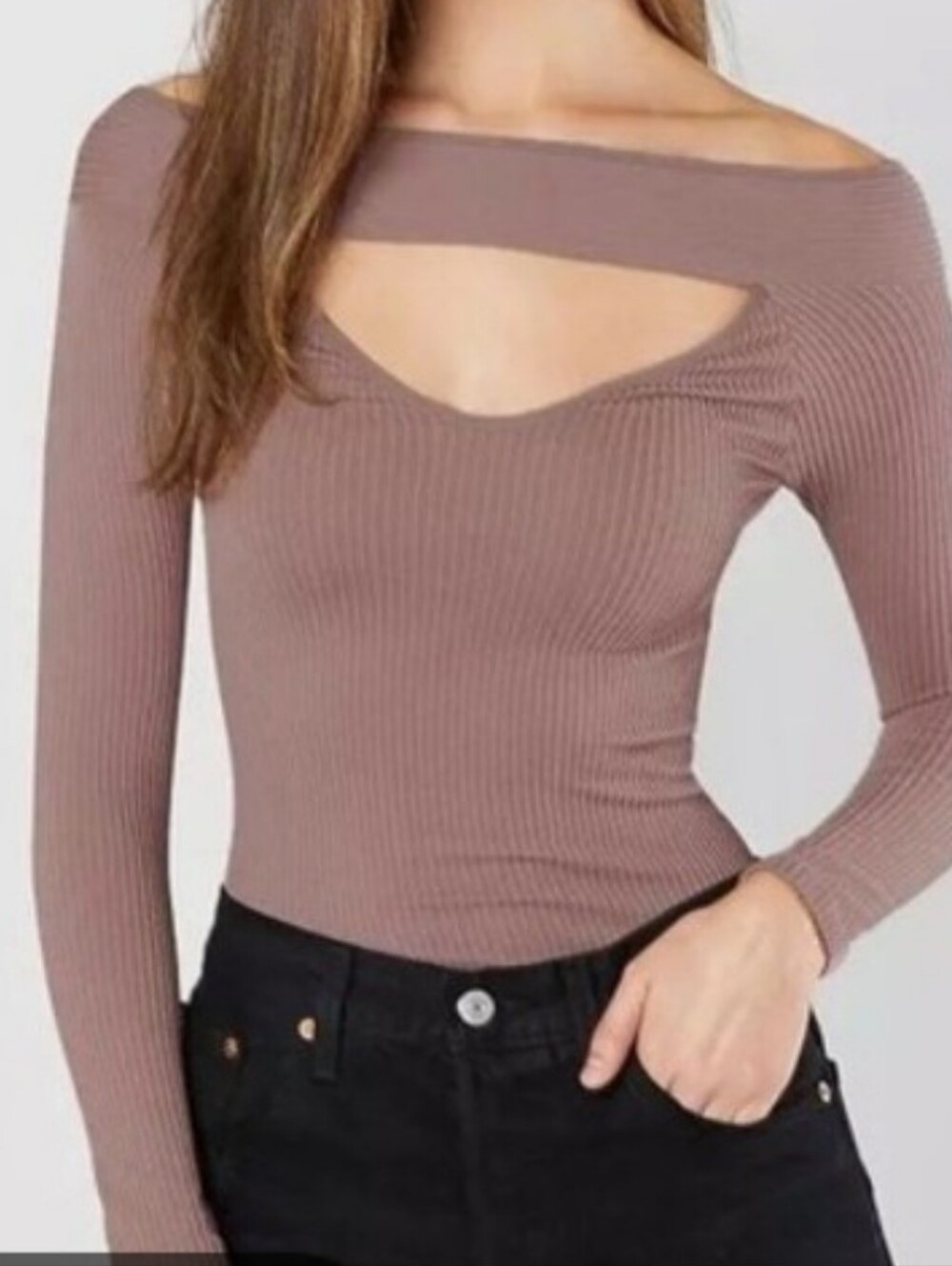 Free People stretchy Intimately off shoulder mauve open chest top XS-Small